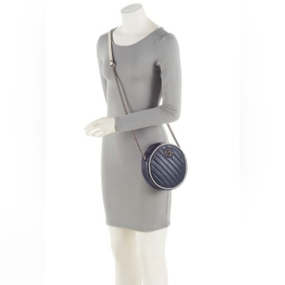 🔥 💯 Gucci Matelasse Leather Torchon GG Marmont Round Bag - Picture 2 of 13